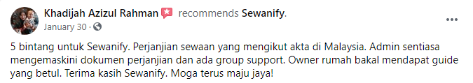 Contoh Surat Perjanjian Sewa Rumah Sewanify - testimoni 9