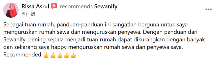 Contoh Surat Perjanjian Sewa Rumah Sewanify - testimoni 3